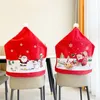 Stol täcker 1st Kerstman cap stoel cover Kerst Diner Tafel Party red hoed tillbaka Xmas Decoratie Voor Thuischair