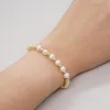 Beaded Strands Go2Boho Real Freshwater Pearl Armband Fashion Jewelry Elastic Gold Plated Natural Stone Mix Stretch Armband för 8992035