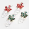 Fashion Rhinestone Imitation Pearl Butterfly Earrings Party Dangle Earrings Women's Elegant Jewelry