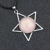 Srebrna gwiazda kamieni szlachetnego Naszyjnik energii leczenie czakra kryształ 20 mm kamienna biżuteria kobiety mężczyźni