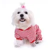 Dog Apparel Fashion Striped Clothes Cotton Pajamas Jumpsuit For Pet Puppy Soft Cozy Warm Jumpsuits Romper Sleep ClothesDog ApparelDog