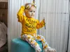 Schattige katoenen babymeisjes kleren geboren baby brief lange mouwen tops en casual printbroek hoofdband peuter outfits 220507