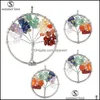 Charms Jewelry Findings Components 7 Chakra Stone Tree Of Life Handmade Wire Wrapped Pendants For Fashion Colorf Charm Jew Dh8Wv