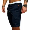 Män s shorts manliga sommaren bermuda last militär stil rak arbete ficka snörning korta byxor avslappnad plus storlek 220621