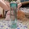 16 oz Sıska Akrilik Tumbler Çift Duvar Yalıtımlı Açık Plastik Tumbler Kapak ve Saman Yeniden Kullanılabilir İçme Partisi Partisi