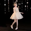 2023 Luxury Champagne Bling Sequin Girls Pageant Dresses Fluffy Off the Shoulder Ruched Flower Girl Dresses Ball Gowns Party Dresses