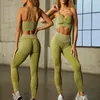 Yoga Outfit Ribbed Washed Seamless Set Crop Top Women Shirt Leggings Workout Fitness Wear Gym Suit Sport Sets Clothes