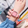 Zegarek proste dziewczyny oglądać parę kwadratowej tarczy osobowość silikonowy pasek kwarcowy nadgarstka kreatywne zegarki