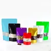 다양한 크기의 금속 지퍼 잠금 Mylar Foil Standing Pouches Clear Display Window와 Hanger가있는 가방 Resealable Food Packing Storage Bag for Candy Cookies