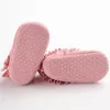 Frange enfants filles solide mocassin bébé bottes chaussures infantile à semelles souples anti-dérapant chaussons 0-1 an