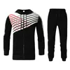 Mäns Tracksuits Sport Sats Tracksuit Jogging Striped Stitching Zipper Sweatshirt Hooded Jacket Set Men Kläder Chandals Hombre