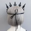 Mörk gotisk vind pannband svart krona halloween witcher hårband makeup maskerad prestanda girland pannband