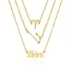 Zodiac Necklace Dainty Pendant 3 PCS/Set For Women 12 Constellations Letter Gold Chain Choker Jewelry Birthday Gift New Fashion