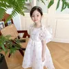 Robes d'été roses pour petites filles, tenue à gros nœud, vêtements de fête d'anniversaire pour enfants