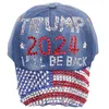 Berretto da baseball Trump per uomo donna cappello snapback in cotone unisex strass bling america cappellini hip-hop Gorras Casquette ZZA13405