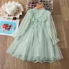 Spring Girls Clothing Elegant Lace Wedding Dress Flower Princess Party Pageant Tulle Gown Kid Clothes 3-8Years 220422