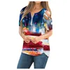 レディースブラウスと星が印刷された独立記念日の縞模様の冷たい肩のo-neckジッパートップス基本的な女性のTシャツ