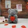 Decorative Flowers & Wreaths Red Heart Bear Rose Artificial Teddi Of Decoration Valentine Christmas Day Gift For Women Drop
