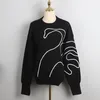59 2022 Summer Kint Pullover Pullover Long Equipaggio Bratta a pianta dello stesso maglione in stile Black Ploid Womens Abibiti DL