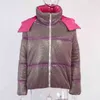 Qingwen Autumn Winter Fashion Street Zipper Hooded Sparkling Cotton Jacket Parka Casaco Feminino Inverno L220725