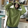 Autumn Winter Frog Eyes Hooded Sweatshirt Zip-up Plush Fleece Oversized Hoodies Women Thicken Keep Warm Kawaii Outwear Top 220725