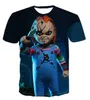 Estilos de hip hop Grande camiseta de mão! Homens Mulheres Roupas Imprimindo Hot 3D Visual Creative Personality Movie Horror Filme Chucky Sua camiseta DX021