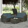 TOPMAX Set di divani componibili da esterno in vimini e rattan PE con imbottitura da 4 pezzi Set di mobili da giardino per patio (cuscino grigio)