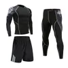 Men Tracksuits Cycling Sports Basketball Tights Elastic Sports Suit Running Fitness Jogger Breathable Summer Quick Dryer Jersey T-shirt Trousers Shorts 3 piece set