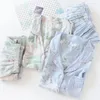 Japansk stil vår och sommar kvinnors pyjamas bomull silke långärmad byxor kostym blomma utskrift hem tjänst 220329