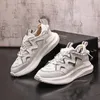 Spring White Wedding Dress Party Shoes Luxury Designer Round Toe Men's Casual Sneakers British Style Lace-Up Flat Sports Driving Walking Loafers