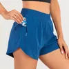 LU-0160 YOGA Outfit Short Anti-GleLare Women Running Shorts Sports Training Gym With Zipper Pocket Fitness Tights Sportwear