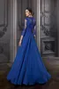 Royer Blue Mother of the Bride Dress Long Sheeves Lace Chiffon Groom Dress A Line Wedding Party Guestjurken
