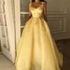 Robes De bal jaunes 2022 chérie fleurs bretelles longues robes De soirée élégantes robes De Diesta sur mesure