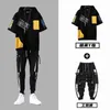 Summer Men's Sets Koreańskie modne streetwear Men Joggers Set Casual z kapturem dresylastycznymi spodniami talii męskie ubrania 2pcs zestawy 220607