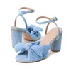 2022 Summer Dress Shoes Women Sandals High Heel With Futterfly-Knot Sweet Lady Office Woman Sandals Shoe