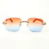 Lunettes de soleil diamants Blue Bouquet 3524014 avec pattes en bois orange et verres taillés 58 mm