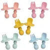 Vaisselle en silicone pour nourrissons de qualité alimentaire sans BAP Ensemble de vaisselle en silicone pour bébé Doux Cuisine Accession Fourchette Cuillère Enfants Portable Soild Couleur TeaSpoo 220512