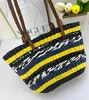 Retro striped contrasting color hand-woven bag large-capacity shoulder tote seaside vacation beach bag shopping