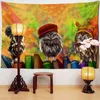 Psychedelic Animal Tapestry Spread Owl Fabric Wall Hanging Living Room Bedroom Hippie Lace Bohemian Decoration J220804