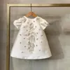 Kız elbiseler çiçek kız beyaz elbise çocuklar doğum günü vaftiz çocuklar için zarif dantel yay frocks kız butik parti giymek elbisesi a1133girl's