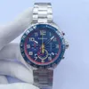 F1 herenhorloge zwarte wijzerplaat sport racestijl Japan VK quartz uurwerk Uhr chronograaf rubberen armband 43 mm Hanbelson