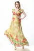 Duże rozmiar sukien maxi L-5xl Długie szyfonowe druk w kwiatowy nadruk na plaży Sukienka krótkie rękaw Seksowna elegancka bohemiana sukienka