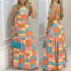 Vestidos de trabalho Mulheres duas peças Saias de colorido xadrez Conjunto 2022 Crop de detalhes femininos Top maxi saia de praia Casual roupas femininas