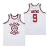 Erkekler Basketbol 9 Dwayne Wayne Hillman Koleji Formalar Üniversitesi Siyah Kırmızı Beyaz Takım Renk Nakış ve Dikiş Nefes Saf Pamuk Spor Hayranları Için Top / Iyi