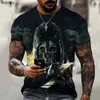 T-shirts pour hommes Série d'horreur Crâne et Crossbones Marque Vêtements 3D Imprimé O-Cou T-shirt Cool Thème Passionnant Lâche Oversize