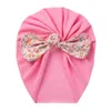 Bebé indio gorras recién nacido floral bowknot sombrero niñas leche seda turbante suave algodón nudo cabeza envuelve niños capo gorro nacido accesorios de fotografía accesorios para el cabello B8057