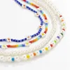 Collier de perles de riz de fleur de marguerite de couleur de plage pour les femmes collier multicouche de chaîne de perle d'imitation de tempérament