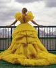 2022 Nya gula tyll quinceanera klänningar extra puffy ruffles v nackfoton kvinnor klär långa vestidos de fiesta formella kvällsklänningar bc12028 b0607g02