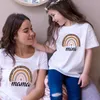 1PC Rainbow Mother Daughter Tshirts Summer Family Matching Outfits Mom Baby Mommy and Me Tshirt Clothes Woman Girls Cotton Top 220531