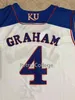 XFLSP # 4 Devonte Graham Kansas Jayhawks Ku Throwback College Basketball Jersey Borduurwerk Steken Personaliseer elke maat en naam